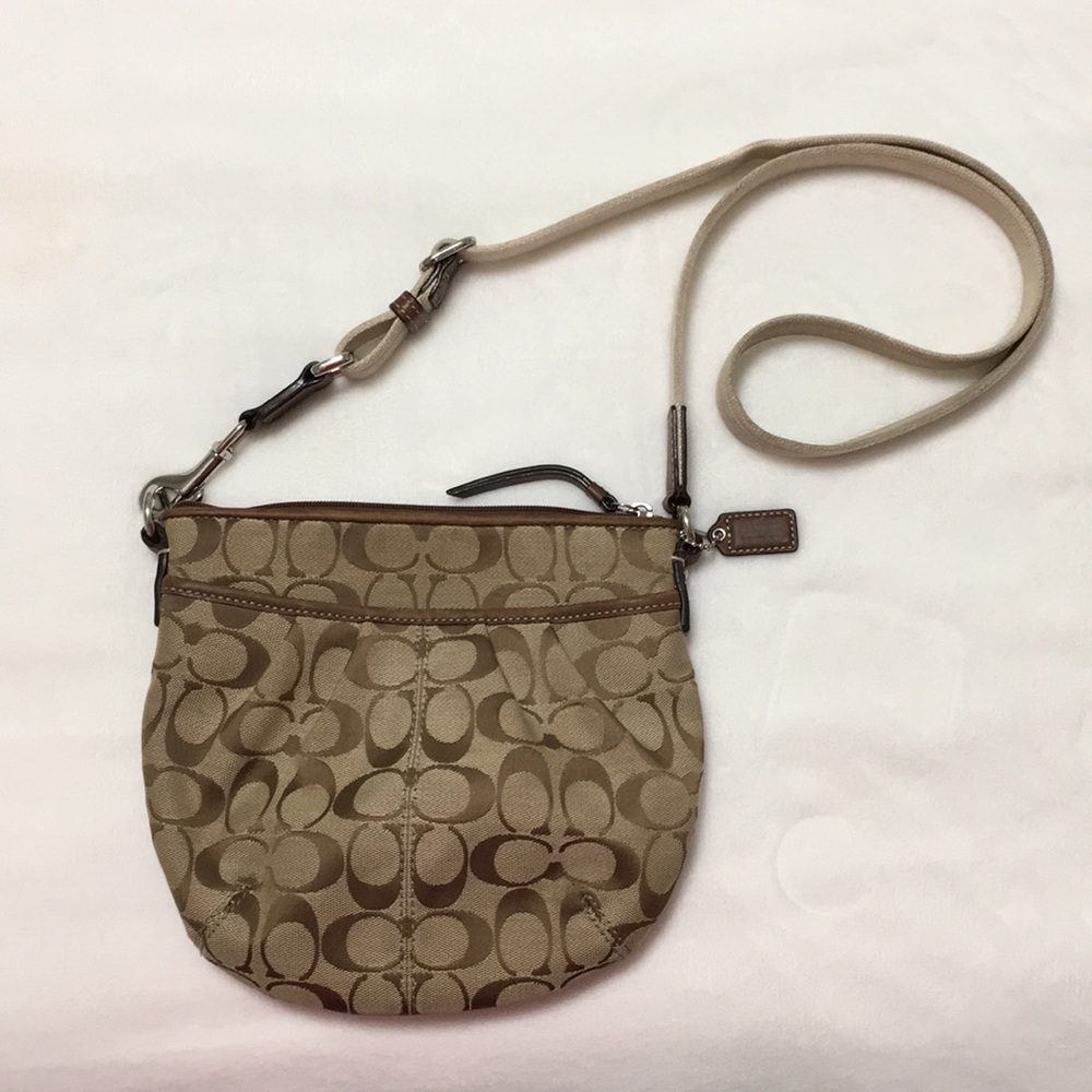 Coach Signature Brown and Tan Crossbody Bag